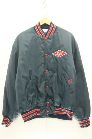 【中古】 HOLLOWAY メンズスタジャン XL ナイロンスタジャン HOLLOWAY XL 紺 ネイビー 赤 レッド