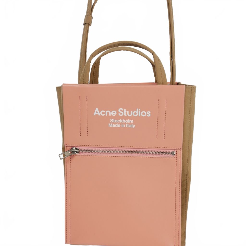 【関税込み】Acne Studios ベージュ プリント トートバッグ アクネ ストゥディオズ Acne Studios ペーパーテクスチャー ロゴ