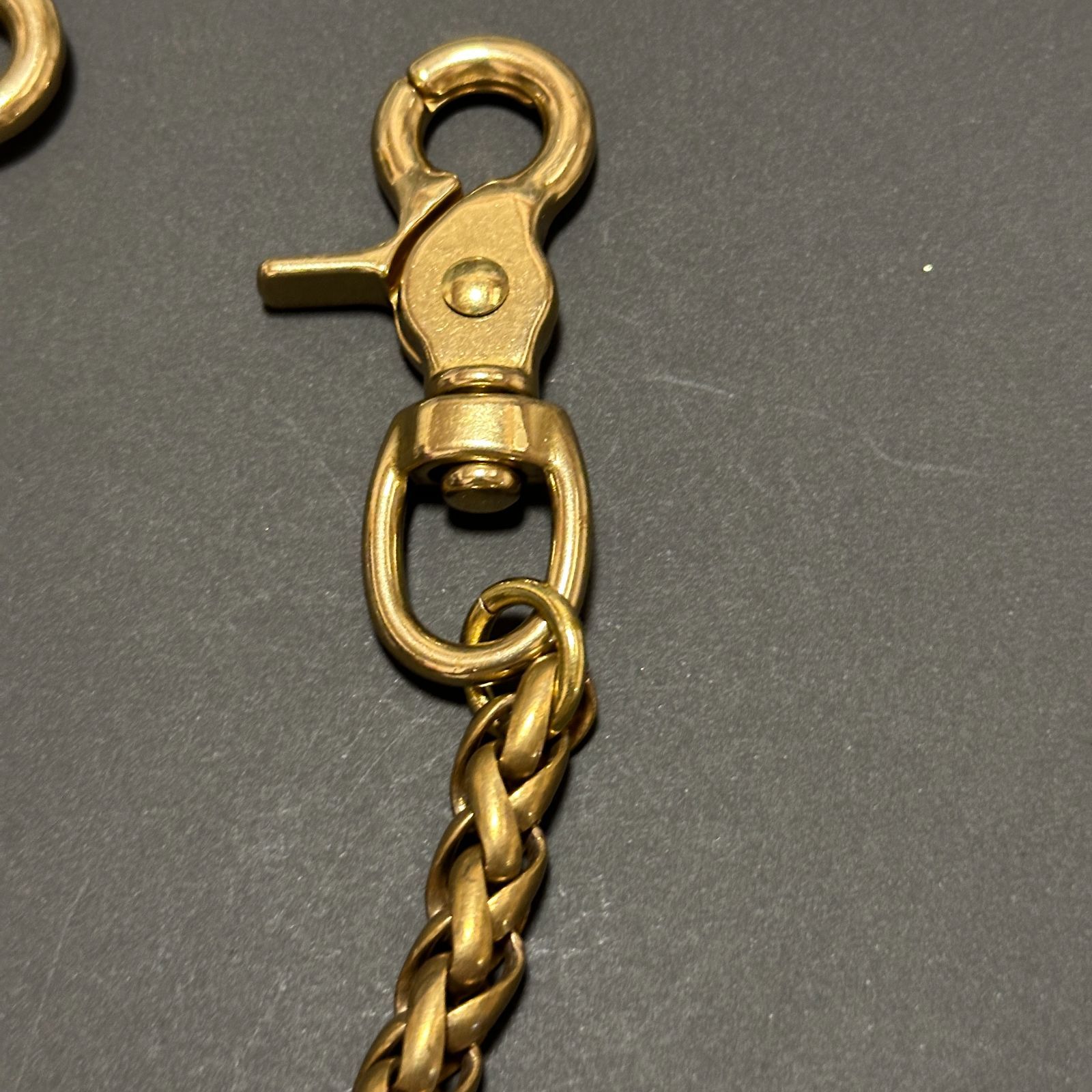 激渋〉ウォレットチェーンwallet chain 真鍮 革紐 アメカジ
