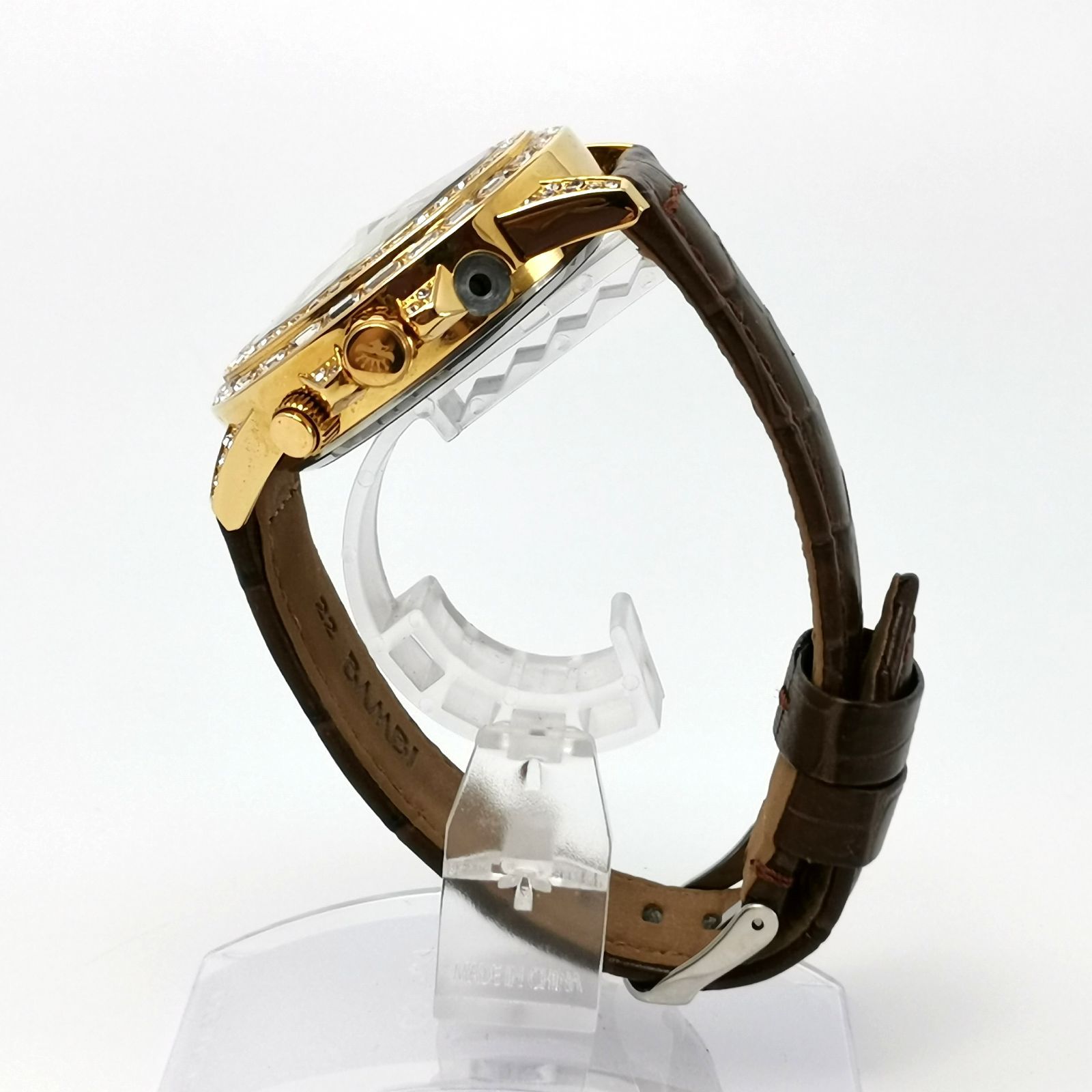 J.HARRISON シャイニングソーラー電波時計革ベルト ゴールド シャイニングソーラー電波時計革ベルト JH-097GB 送料無料