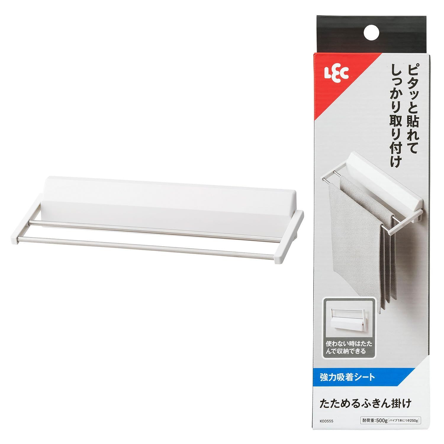 【人気商品】(強力吸着シート) 耐荷重500g ふきん掛け たためる サビにくいステンレスパイプ レック