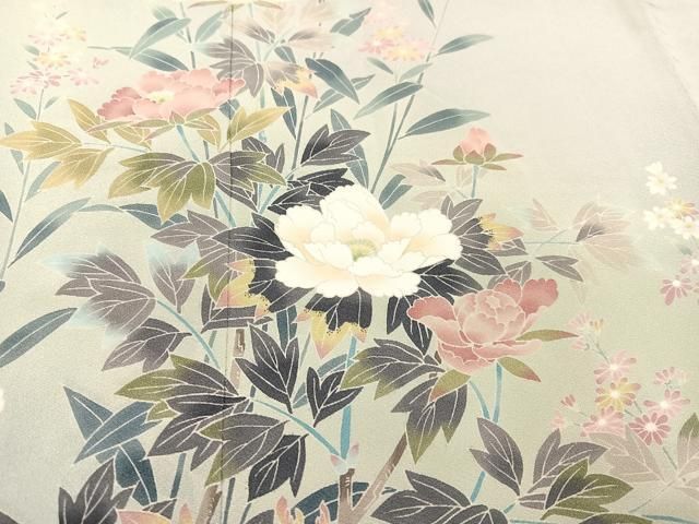 平和屋着物○十日町友禅 女流作家 遠田藤舟 訪問着 草花文 暈し染め