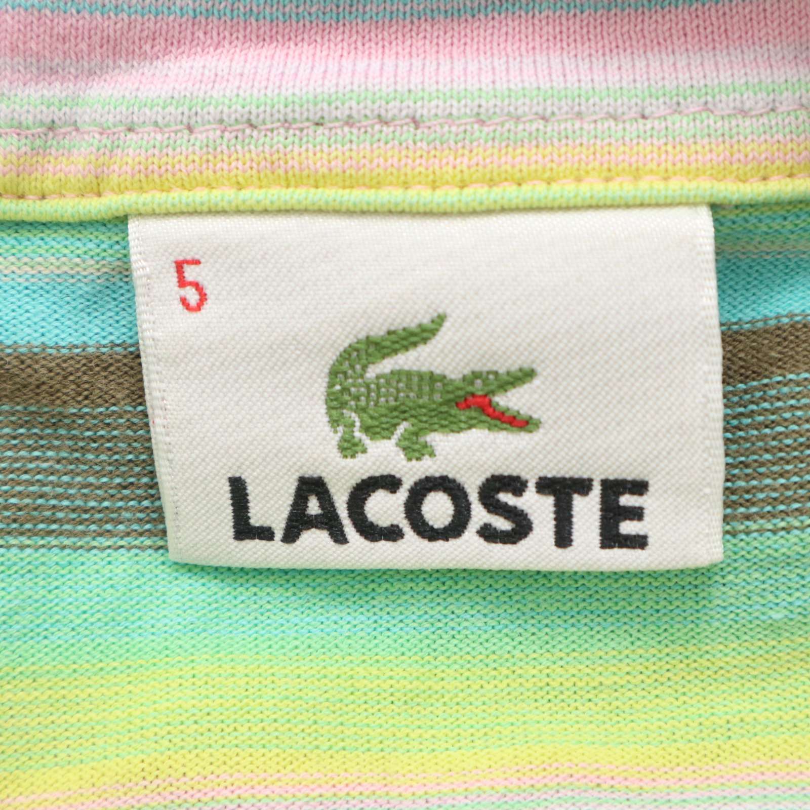 LACOSTE ラコステ 春夏 ワニ ロゴ刺繍☆ 半袖 マルチボーダー 