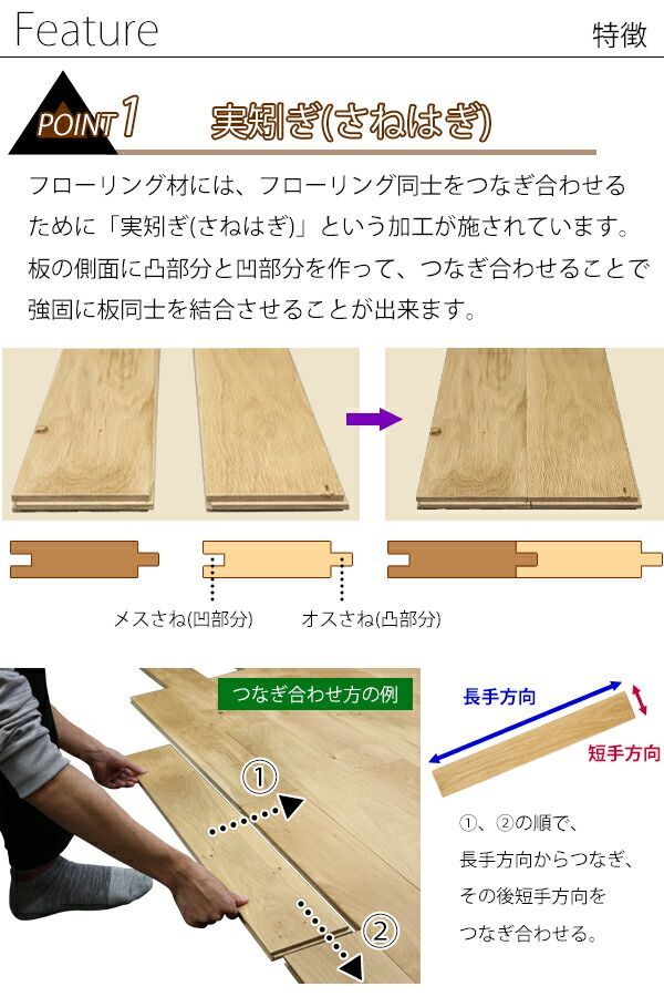 フローリング 床材 ホワイトオーク 無垢 CDグレード 定尺 はめ込み 20
