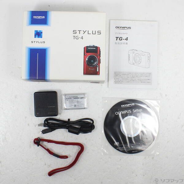 中古品〕 OLYMPUS STYLUS TG-4 RED Tough (4倍／防水／SDXC／レッド
