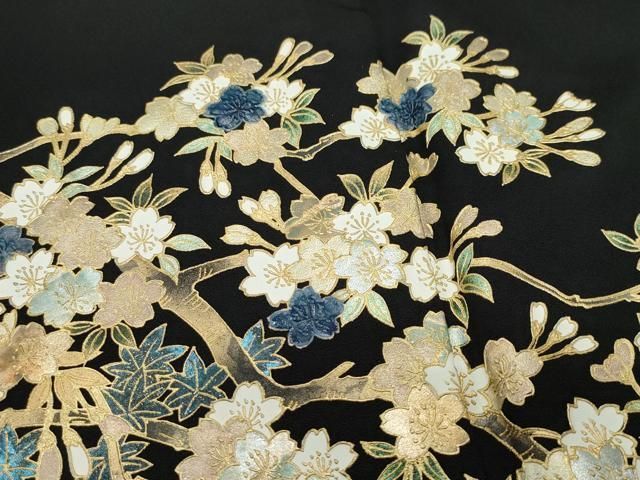 平和屋着物○訪問着 枝桜 黒地 金銀彩 正絹 逸品 CAAS8435vf - メルカリ 