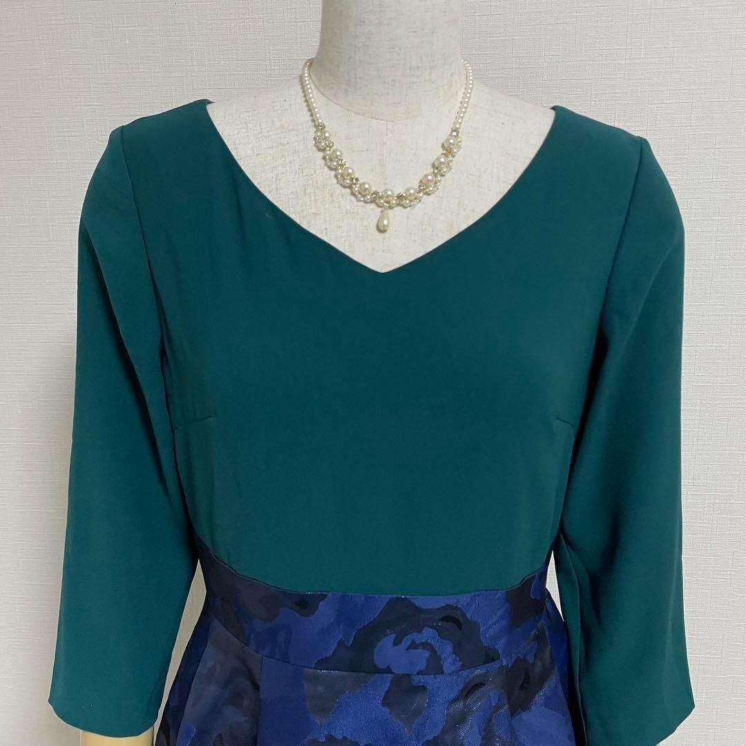 Diagram GRACE CONTINENTAL 花柄ジャガード切替 フィット&フ ワンピース 七分袖 36 結婚式 二次会 パーティードレス