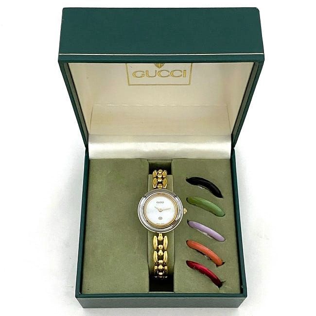 グッチ 腕時計 ホワイト ゴールド 11/12 チェンジベゼル SS GP