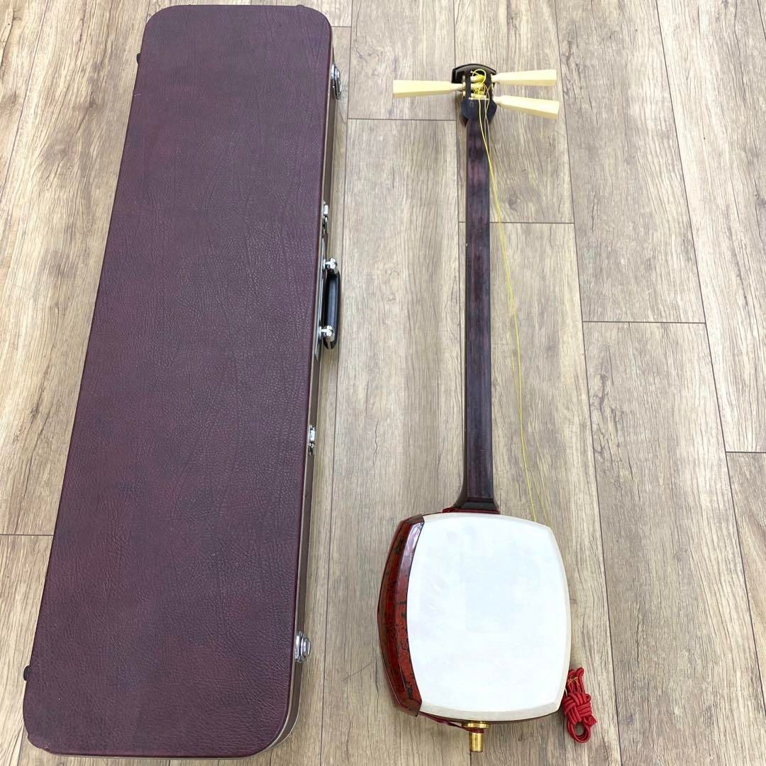 津軽三味線綾杉胴金細 K9刻印全長102㎝ケース付 トエコ東な7-0106 1F
