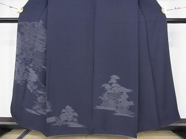 平和屋-こころ店■訪問着　風景文　着丈157cm　裄丈66cm　正絹　逸品　B-np7886