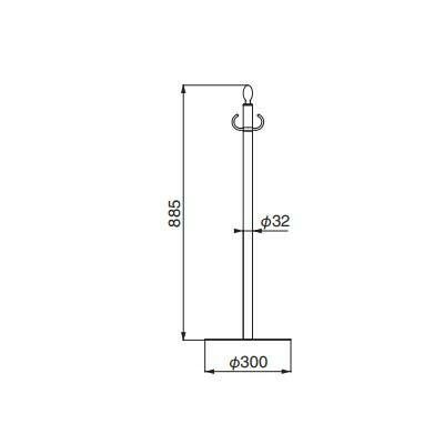 シロクマ フロアパーティションポール クローム ヘアーライン FPP-0150
