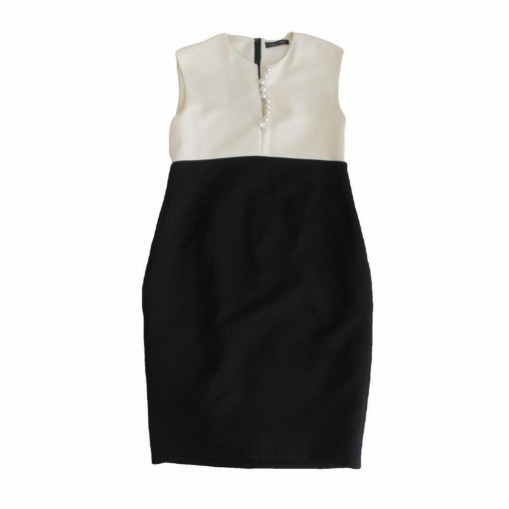 YOKO CHAN パール ノースリーブ ひざ丈 ワンピース ドレス 黒 38 YOKO CHAN パール ノースリーブ ひざ丈 ワンピース ドレス 黒 38