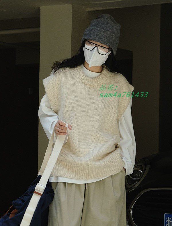 ニットベスト 体型カバー セーター 大きめ レディース 秋 ニット 冬 春 お洒落 重ねる ゆったり ぽっちゃり am4a761433