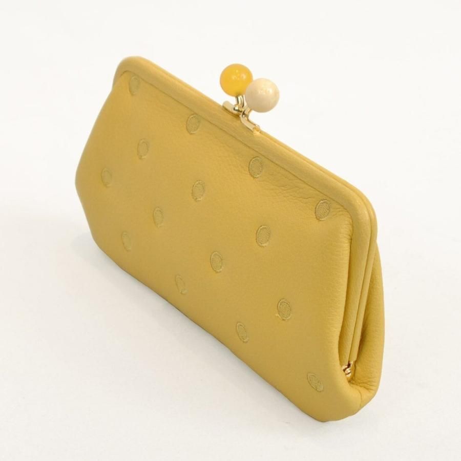 長財布 財布 レディース がま口財布 イエロー ドット Perche ペルケ