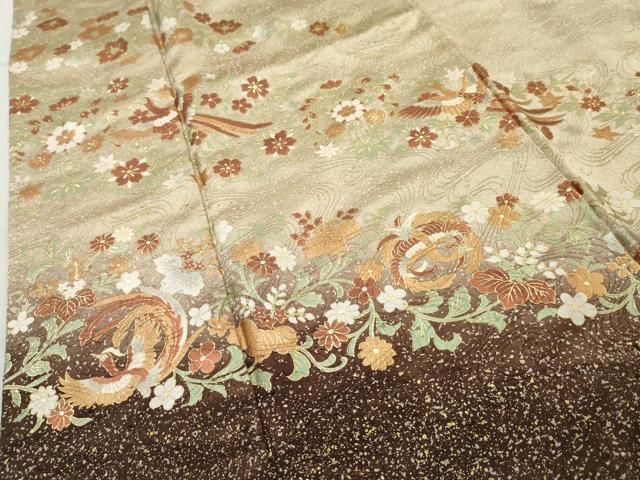 平和屋着物○訪問着 刺繍 花喰い鳥 暈し染め 金彩 正絹 逸品