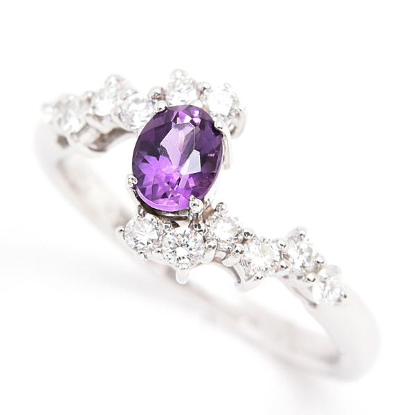 12号 k18 PT900 アメジストリング指輪レディース