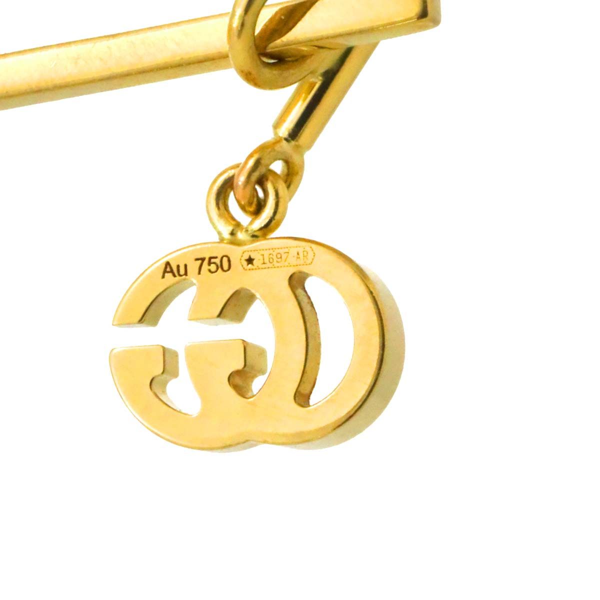 グッチ GUCCI GG ロゴ ピアス K18 YG イエローゴールド 750 片耳