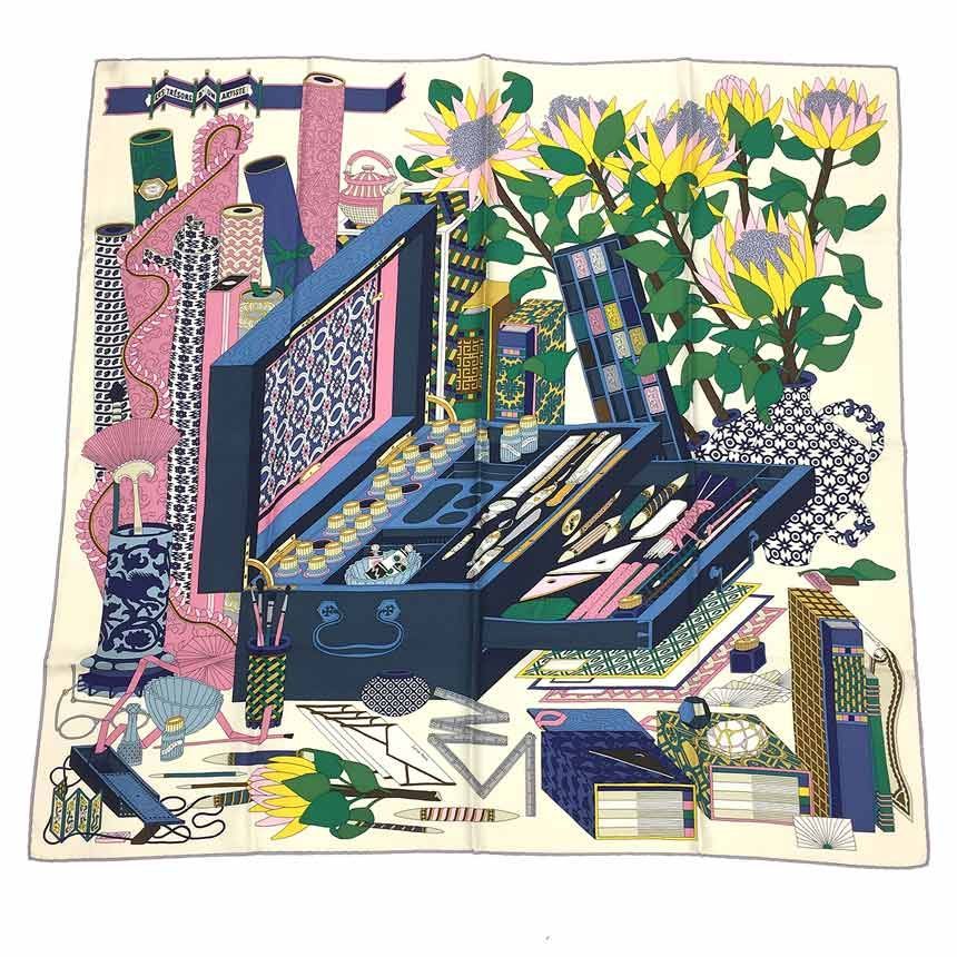 希少　HERMES　スカーフ　ある画家の宝物　美品　aq9564 希少HERMESスカーフある画家の宝物美品aq9564