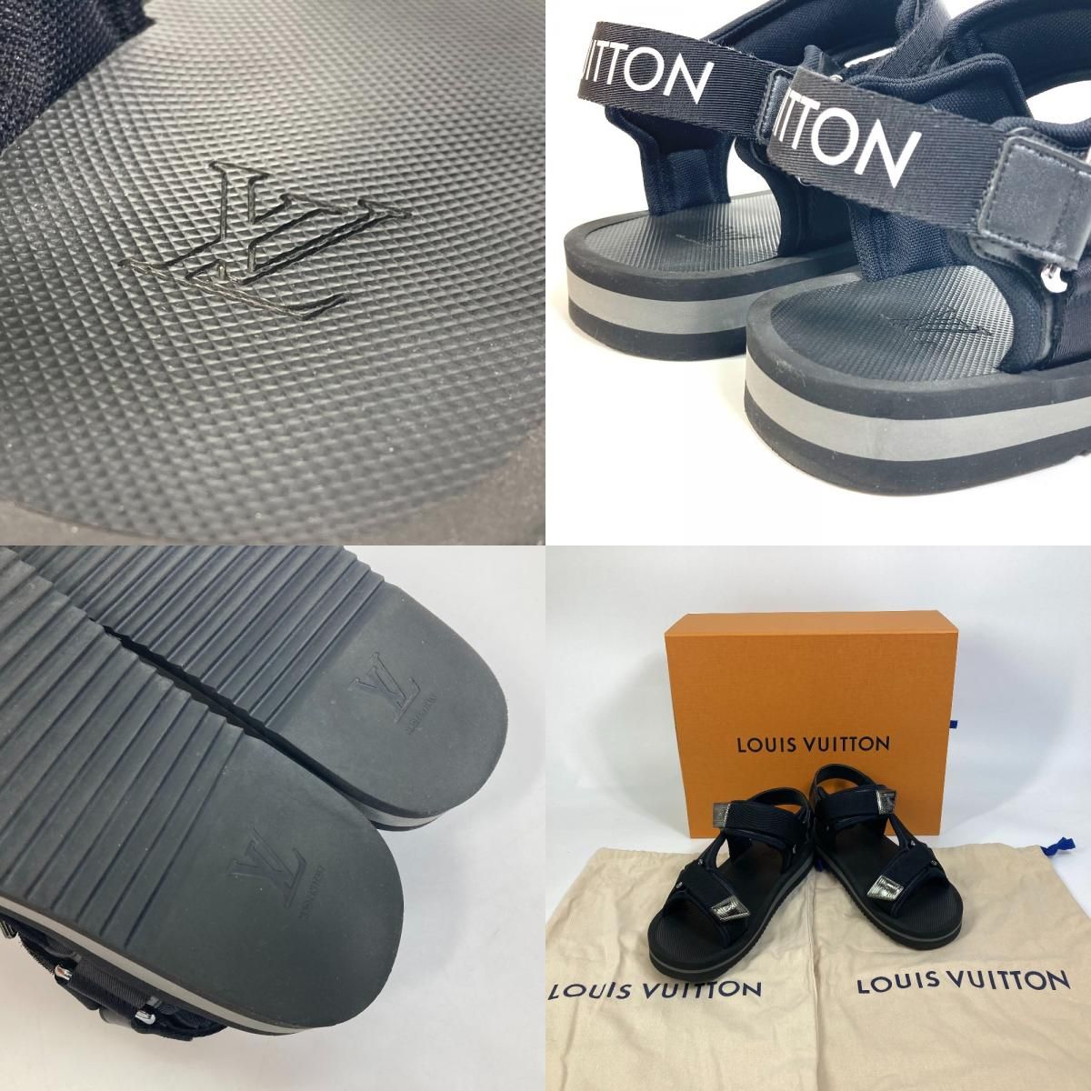 ルイヴィトン LV ロゴ パナマライン スポーツ サンダル ブラック