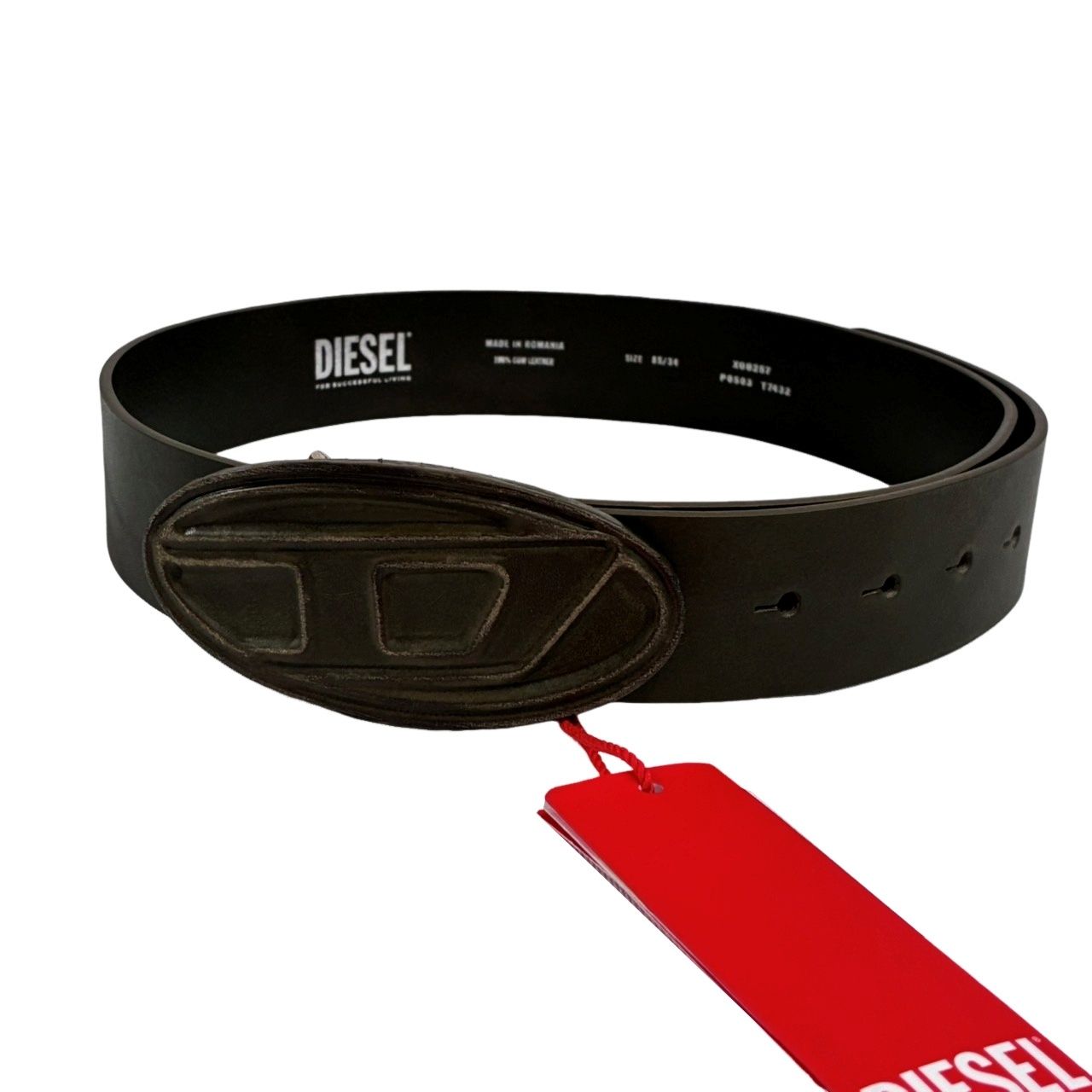 DIESEL ディーゼル Dロゴ ベルト X09257 T7432 グリーン系
