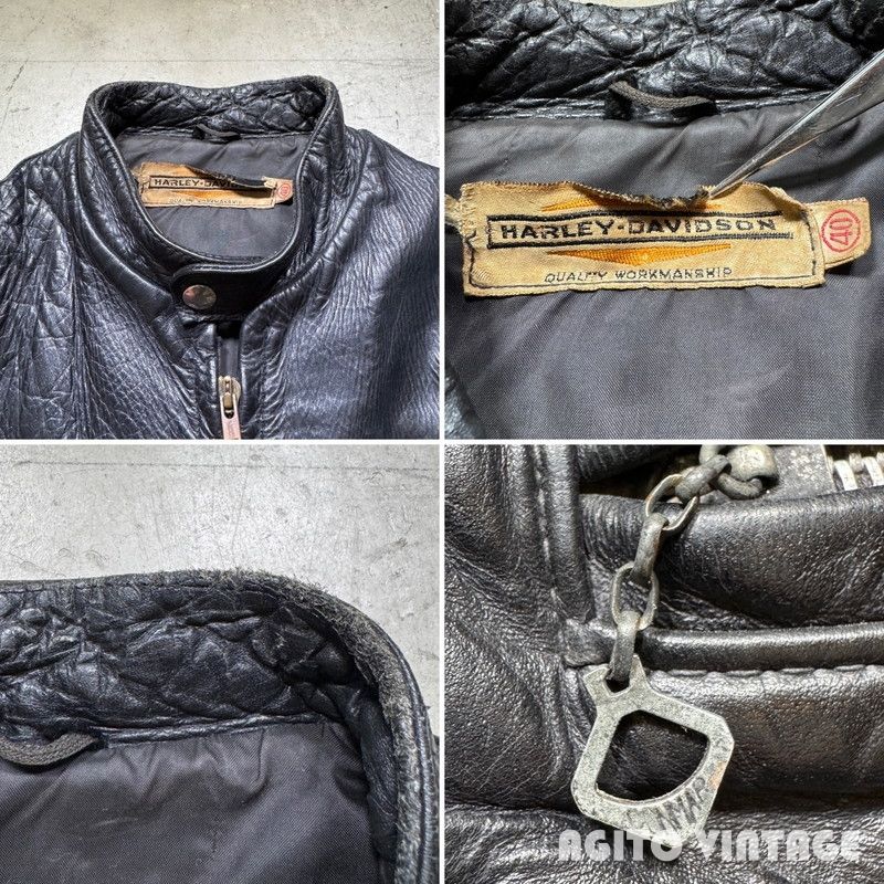Harley-Davidson レザー ジャケット 40 60's HARLEY DAVIDSON レザーシングルライダースジャケット 白