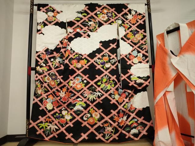 平和屋着物○豪華振袖・長襦袢(無双仕立て)セット 駒刺繍 吉祥花籬文  