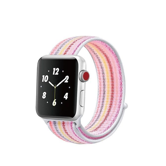 42/44/45/49mm/ピンク・ピンストライプ] Apple Watch バンド ナイロン