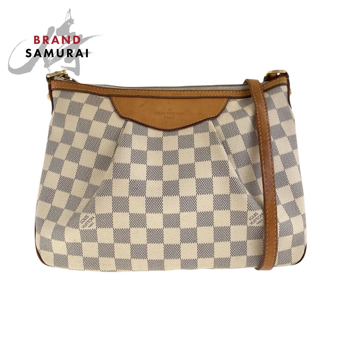 LOUIS VUITTON ルイヴィトン ダミエ アズール シラクーサ PM ホワイト グレー ゴールド金具 PVC|レザー N41113 ショルダーバッグ 502843