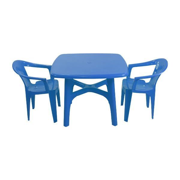 ガーデンチェア ガーデンテーブル 3点セット UVカット ガーデンセット ポリプロピレン製 PP ガーデンテーブル&チェアー2脚 軽量で持ち運び簡単 ガーデンファニチャー ガーデン テーブル b173chb10tbl3set (ブルー)