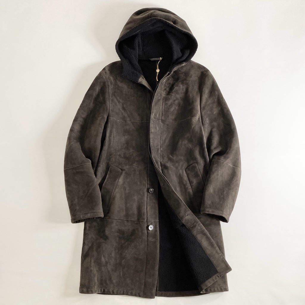 39i13 【イタリア製】Loro Piana ロロピアーナ 最高級 シャーリングコート ムートンコート フーデッドコート SANFORD  HOODED COATブラウン M 羊革 メンズ アウター - メルカリ