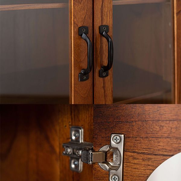 キャビネット 飾り棚 収納家具 アーチデザイン アーチ扉 アーチ ミンディ材 天然木 アンティーク 小さめ 黒アイアン 収納 扉付き 棚付き ガラス扉 リビング 寝室 ダイニング キッチン 上品 おしゃれ 模様替え ブラウン PM-322 MARWIL-DEMENAGEMENTS_CH