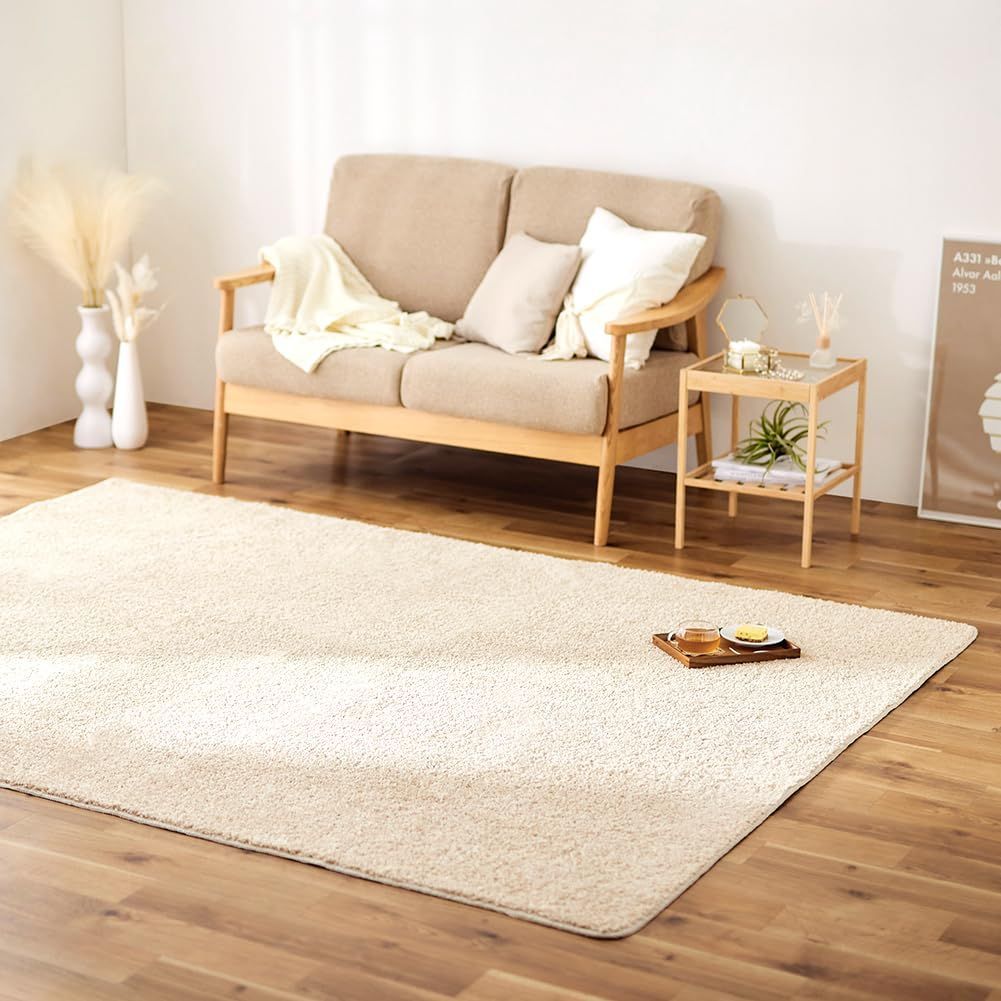 Color b ベージュ_Size 2 185×240cm アイリスプラザ タフトラグ ラグマット カーペット185×240 長方形 絨毯 リビング 寝室 手洗い ふわふわ 抗菌 ふわっと優しい 滑り止め オールシーズン 1畳 2畳 北欧 おしゃれ 一人暮らし