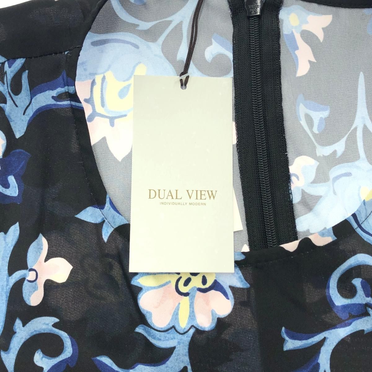 未使用品 DUAL VIEW デュアルヴュー 半袖ワンピース ネイビー 花柄 