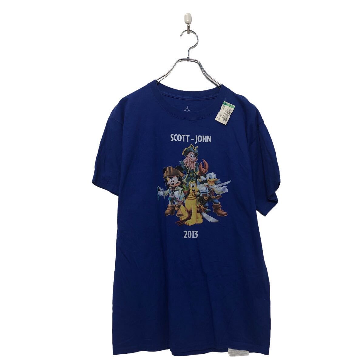 Disney 半袖 プリント Tシャツ ディズニー M ブルー キャラクター 