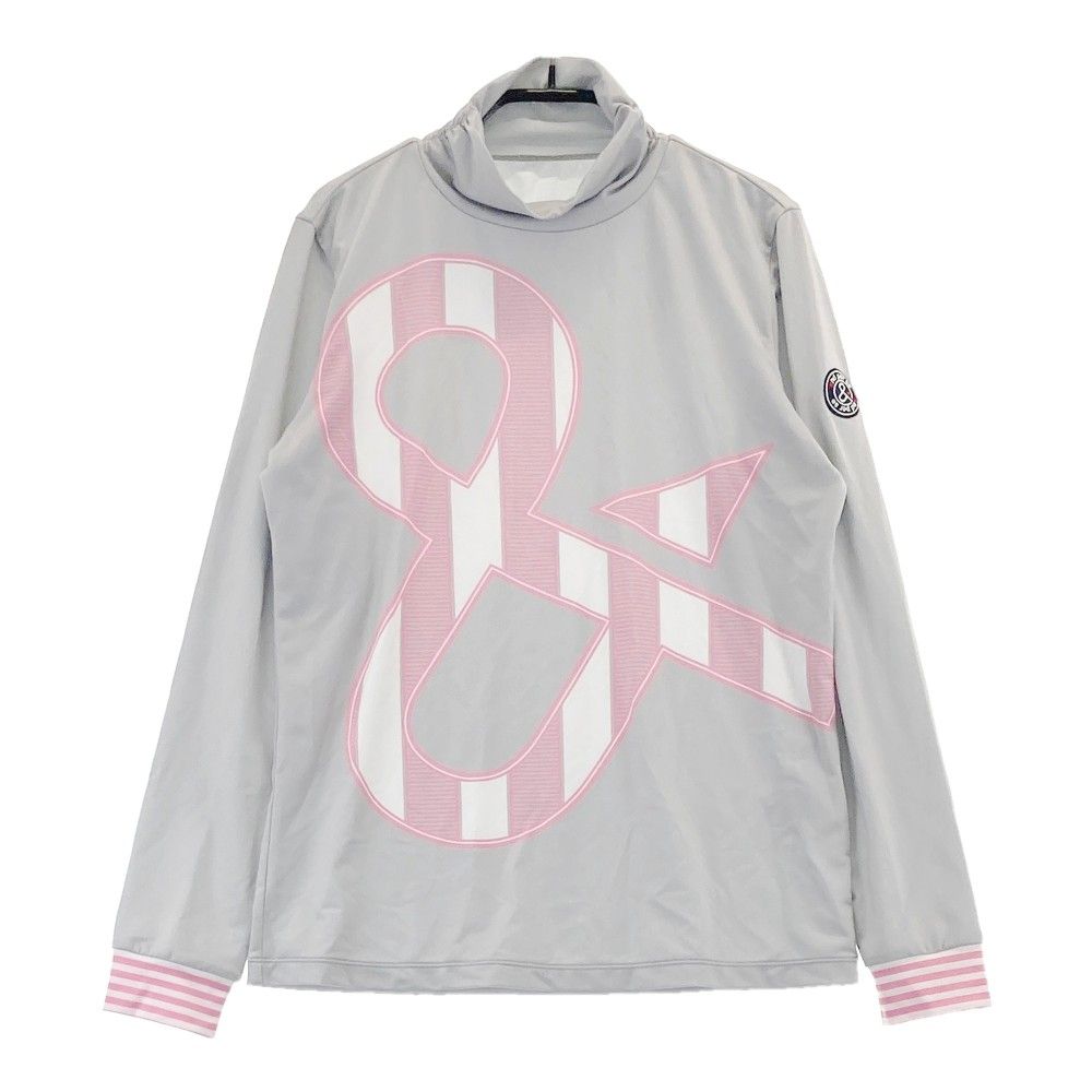 サイズ：M AND PER SE アンパスィ 2024年モデル ハイネック 半袖Tシャツ イエロー 総柄 ホワイト系 [240101503725] ゴルフウェア レディース ストスト AND PER SE アンパスィ 2024年モデル ハイネック 半袖Tシャツ