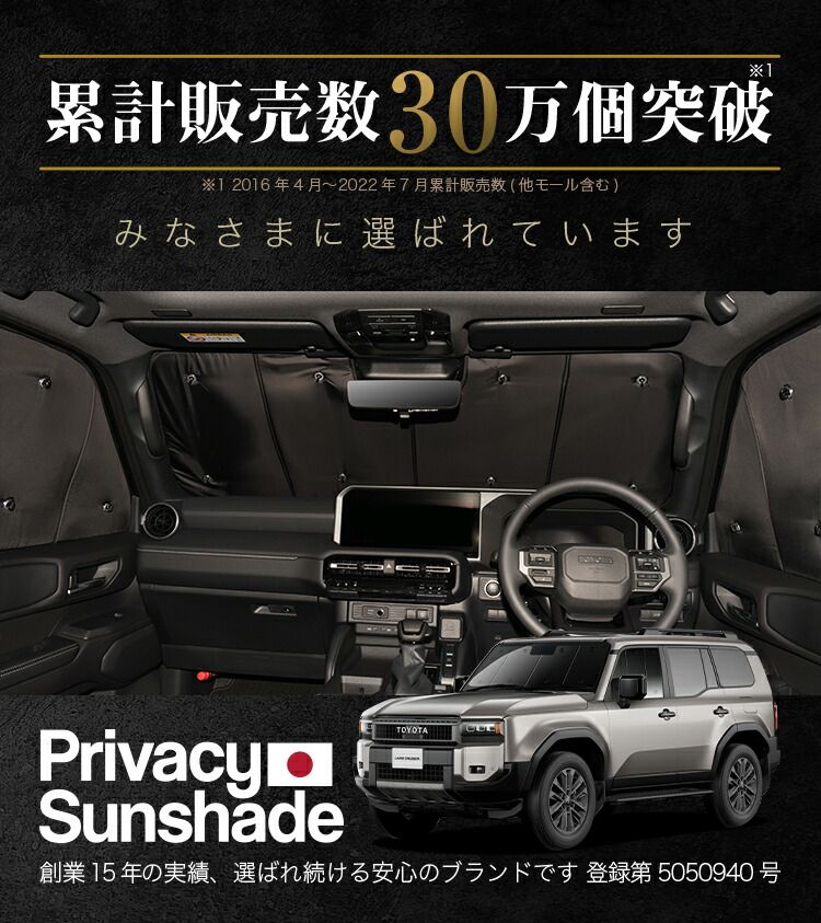 車 【吸盤＋2個】 新型 ランドクルーザー 250 系 サンシェード