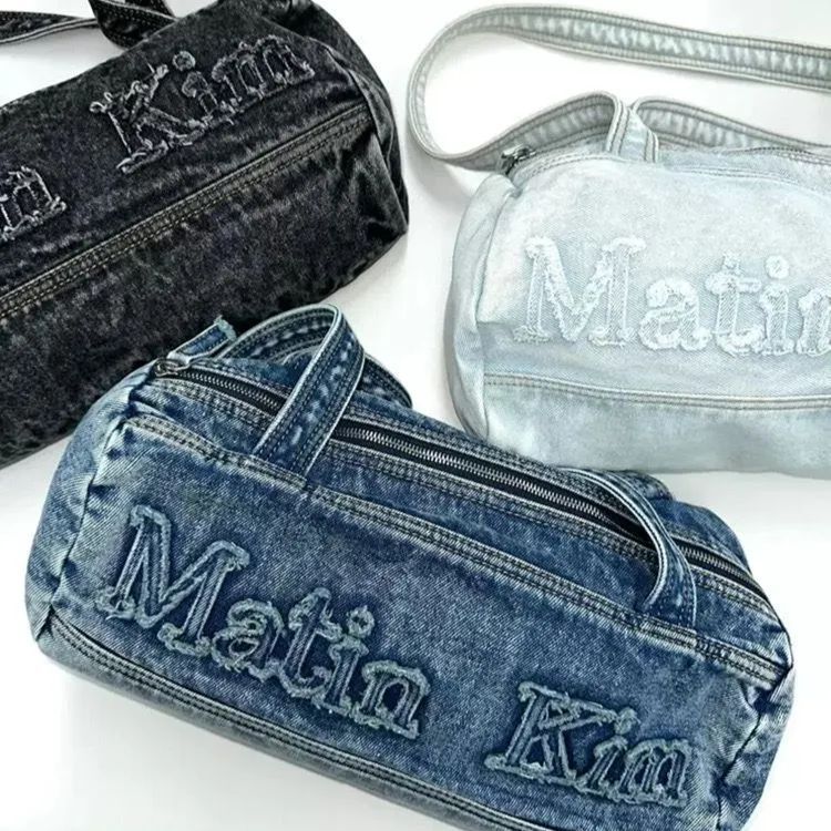 Matin Kim 新品 韓国 マーティンキム LOGO WASHED DENIM DUFFEL