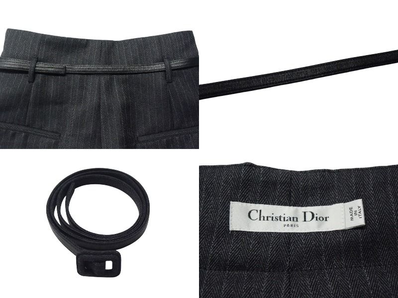 極美品 Christian Dior クリスチャンディオール パンツ グレー ウール  
