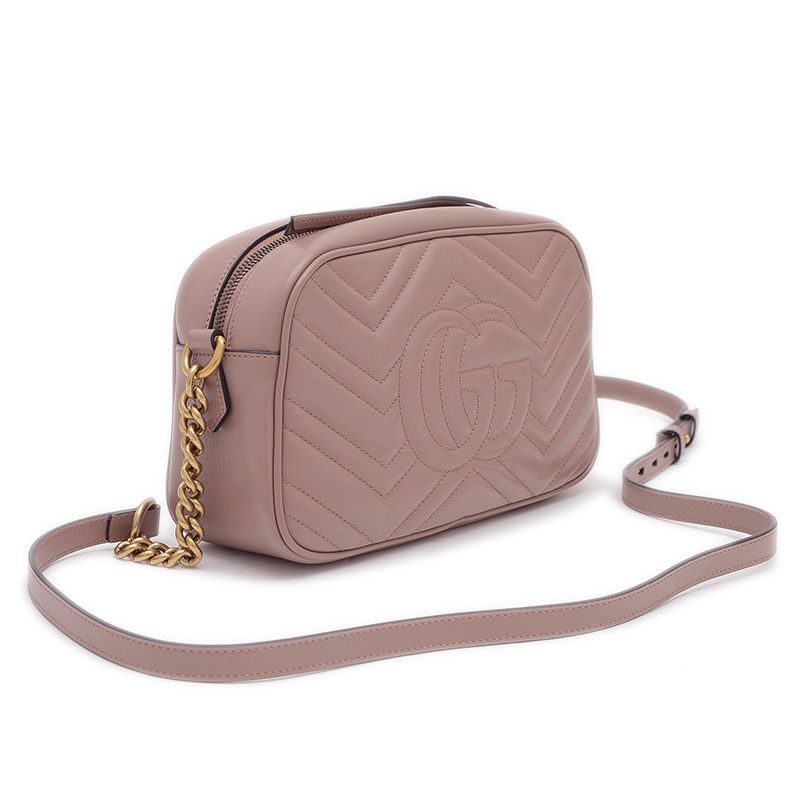 グッチ GGマーモント ショルダーバッグ レザー グレージュ 447632  