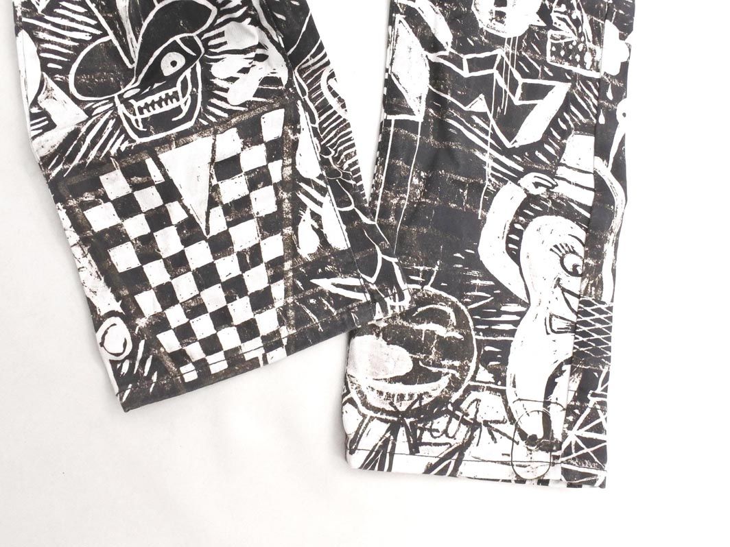 Jean Paul GAULTIER ジャンポール ゴルチエ 総柄 パンツ size29 白x黒 ◎レディース