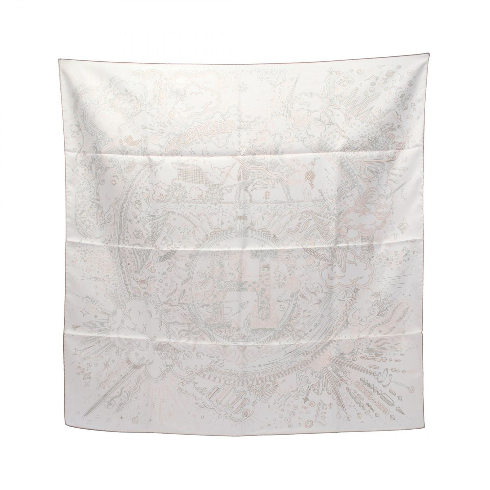 【新品未使用】HERMES エルメス　カレ90 グロリアの夢　スカーフ　ホワイト HERMES （新品・未使用品）エルメス シルク 100％ カレ 90 Le