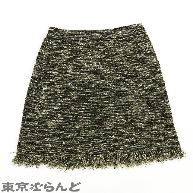 シャネル CHANEL フリンジ ツイード ミニスカート P58139K07617 グレー 