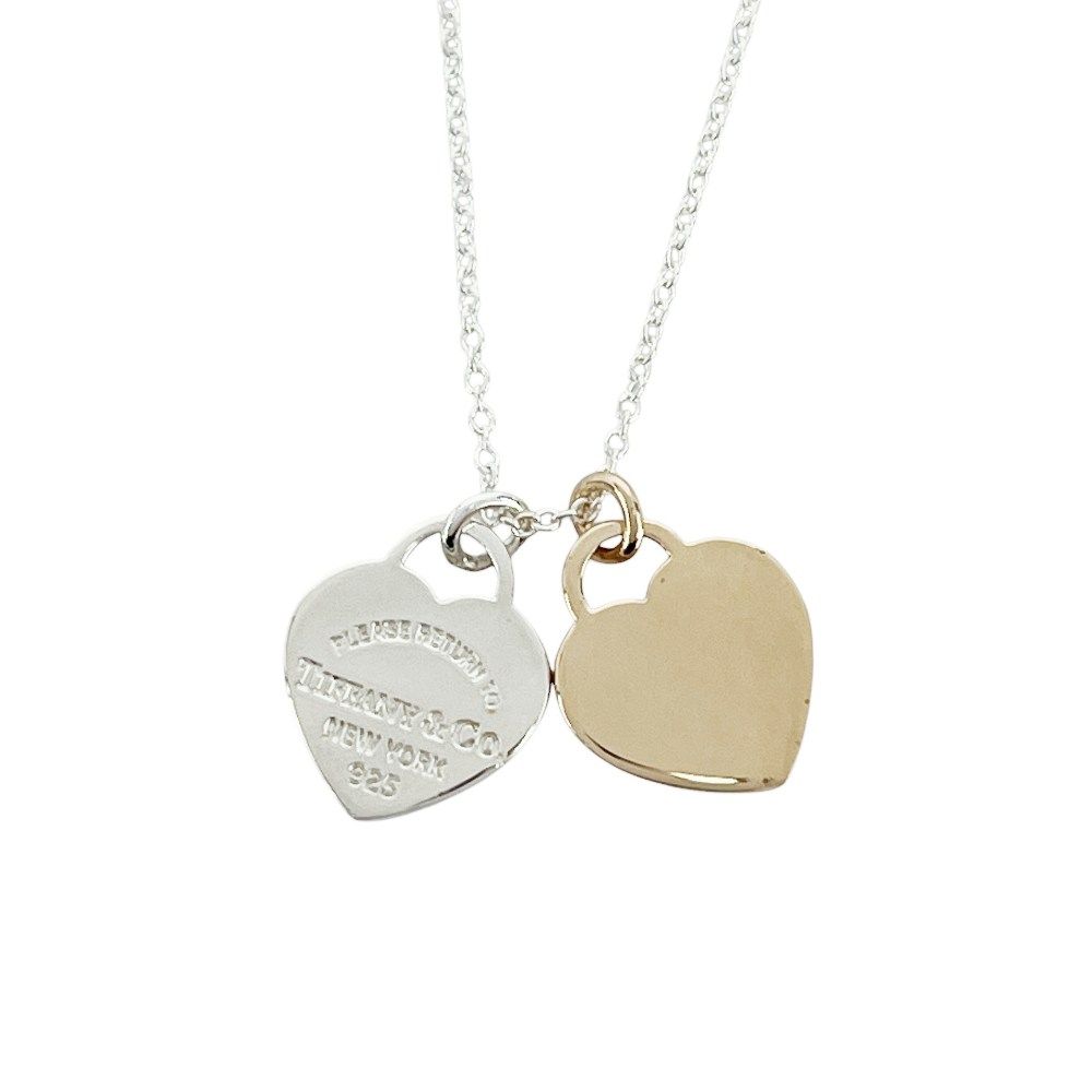 新同 磨き済 ティファニー リターントゥ ダブルハート ペンダント ネックレス コンビ シルバー ゴールド SV925 PG750 401381 8