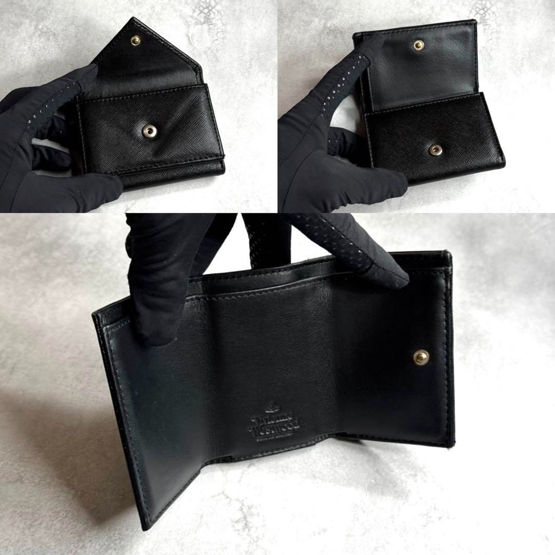 ヴィヴィアン 三つ折り財布 レター オーブ サフィアーノレザー ウォレット 黒 Vivienne Westwood ヴィヴィアンウエストウッド / サフィアーノ