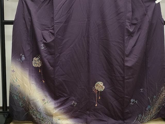平和屋着物■訪問着　扇面鳳凰花唐草文　暈し染め　金彩　正絹　逸品　CAAO9441yk