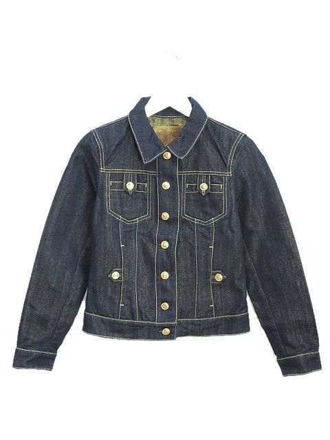 ルイヴィトン LOUIS VUITTON デニム ジャケット ラメ 34 インディゴ ゴールド 上着 Gジャン アウター