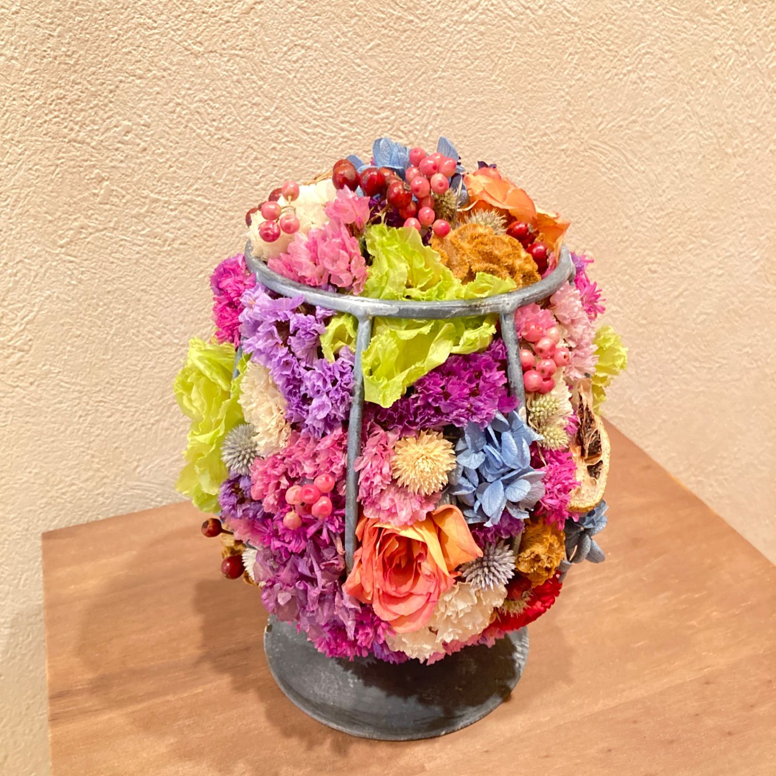 かごアレンジメント　ドライ＆プリザーブドフラワー かごアレンジメント ドライ＆プリザーブドフラワー