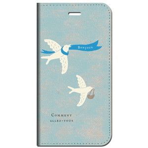 iPhone15 他 手帳型 ケース 鳥 ボンジュール  iPhone SE 8 13 12 他 iPhone各機種対応可能 スマホケース  1r
