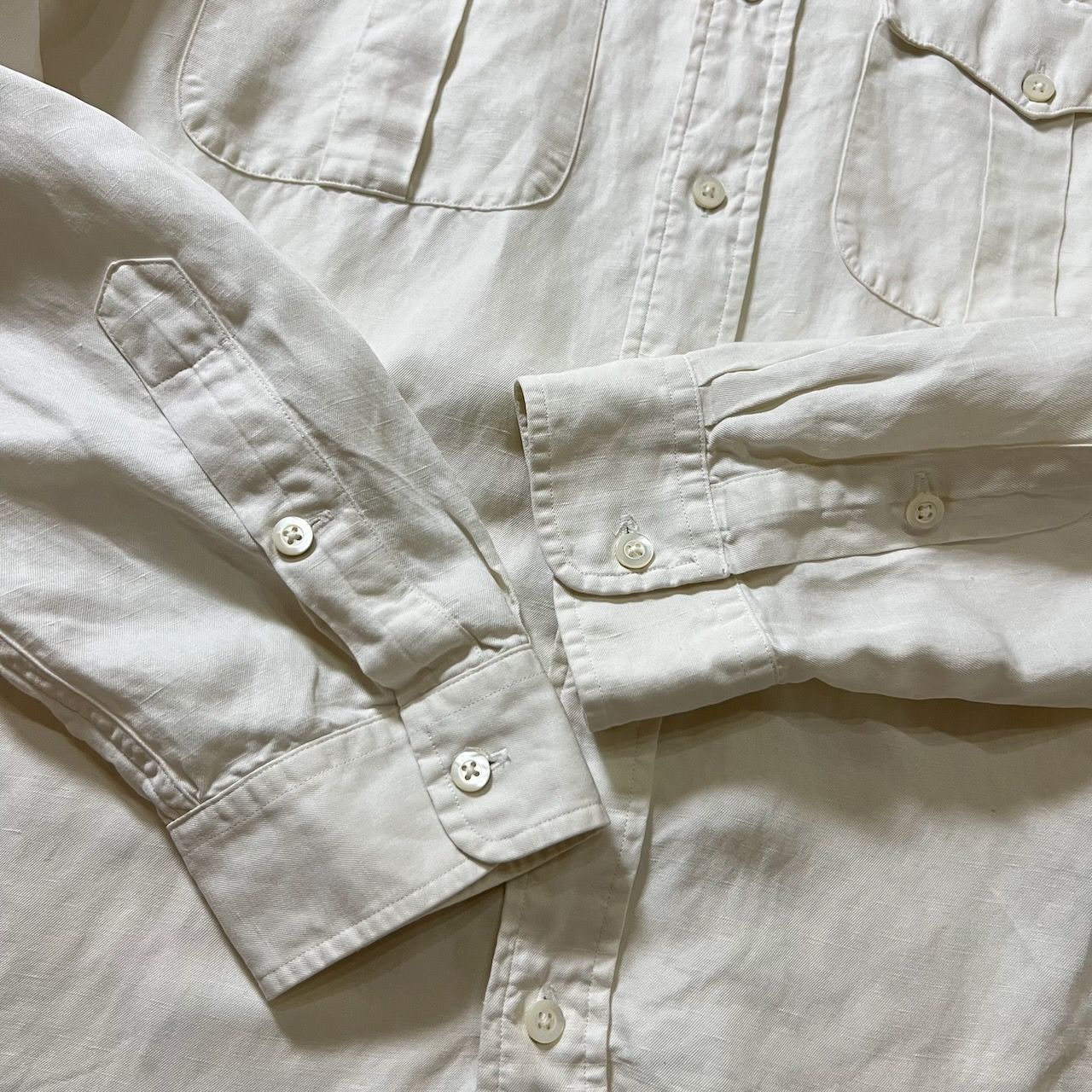 Ralph Lauren オフィサーシャツ シルクリネン エポレット 長袖