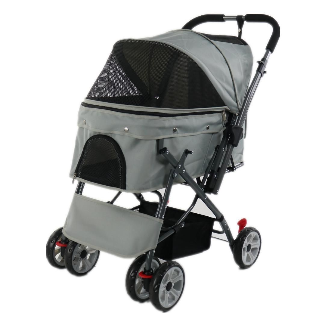 ペットカート 対面式 折りたたみ 多頭 中型犬 小型犬 猫 2way 軽量 組立簡単 工具不要 介護用 ドッグカート ペットバギー 犬 猫 動物 ペット用品 グレー cjYw663